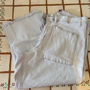 Lucky Brand Light Wash Striped Denim High Rise Wide leg jeans